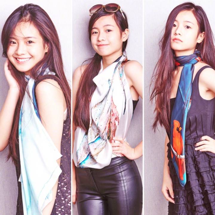 李庚希拍摄丝巾图片